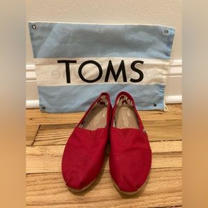 TOMS Red Womens Classic Canvas Slip-on, Size 6.5 NWOT